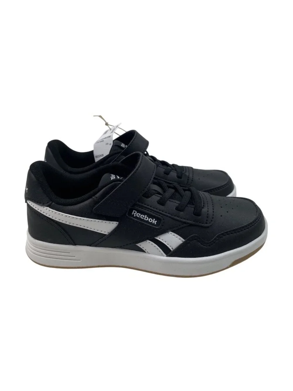 Reebok Court Advance Elastic Top Strap Black Sneakers Athletic Shoes Boys Size 2 - Picture 2 of 10